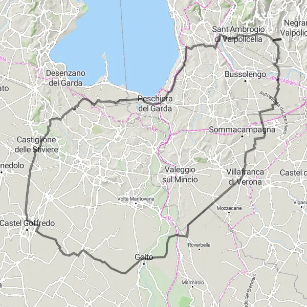 Karten-Miniaturansicht der Radinspiration "Fahrradrundfahrt Lugagnano nach San Pietro in Cariano" in Veneto, Italy. Erstellt vom Tarmacs.app-Routenplaner für Radtouren