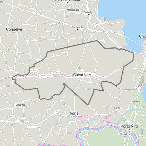 Miniaturní mapa "Trasa okolo Agny" inspirace pro cyklisty v oblasti Veneto, Italy. Vytvořeno pomocí plánovače tras Tarmacs.app