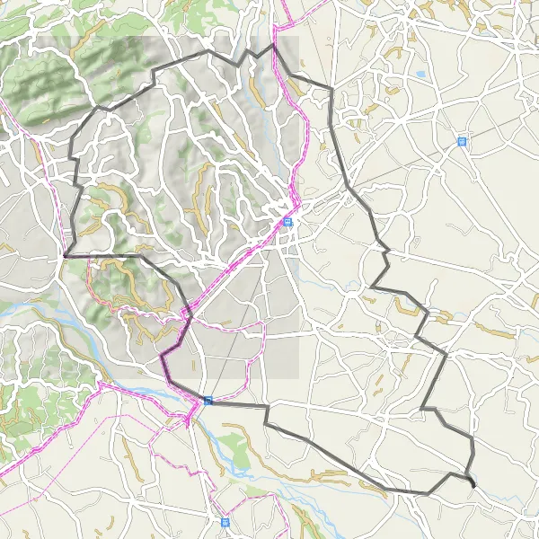 Kartminiatyr av "Vinrankor och slott" cykelinspiration i Veneto, Italy. Genererad av Tarmacs.app cykelruttplanerare