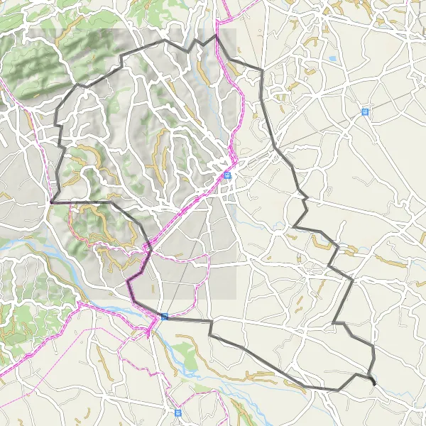 Miniatura della mappa di ispirazione al ciclismo "Giro ciclistico attraverso Cimadolmo e Susegana" nella regione di Veneto, Italy. Generata da Tarmacs.app, pianificatore di rotte ciclistiche