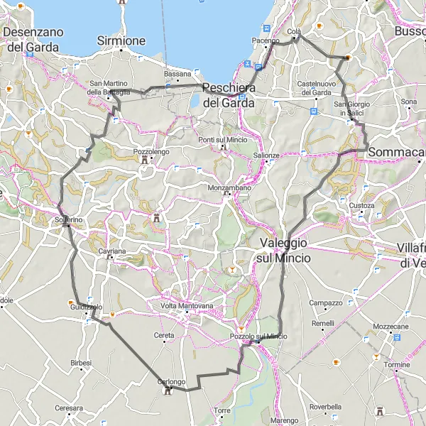 Map miniature of "Garda Lake Delights" cycling inspiration in Veneto, Italy. Generated by Tarmacs.app cycling route planner