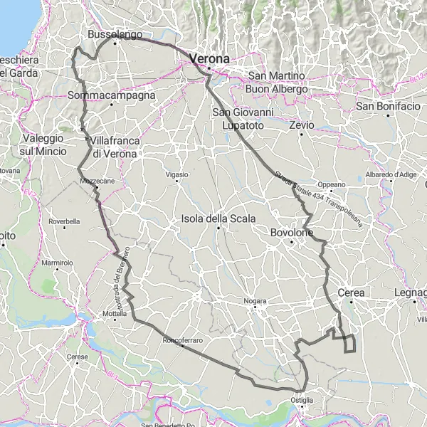 Miniatura della mappa di ispirazione al ciclismo "Giro in bicicletta da Sandrà a Custoza e oltre" nella regione di Veneto, Italy. Generata da Tarmacs.app, pianificatore di rotte ciclistiche