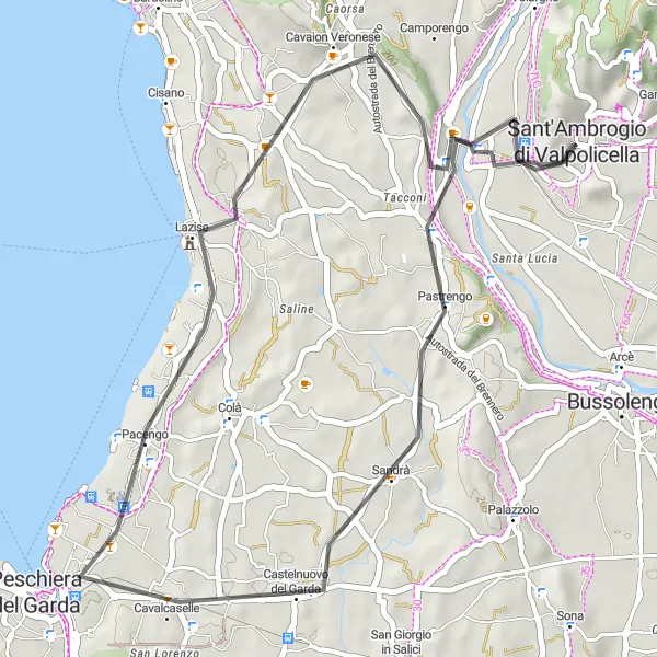 Miniatura mapy "Krótka trasa przez winnice" - trasy rowerowej w Veneto, Italy. Wygenerowane przez planer tras rowerowych Tarmacs.app