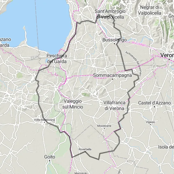 Map miniature of "Valpolicella Vineyards Loop" cycling inspiration in Veneto, Italy. Generated by Tarmacs.app cycling route planner