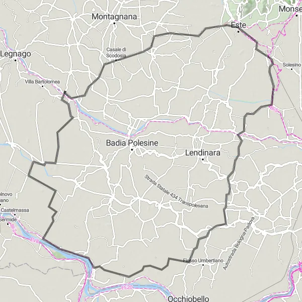 Miniatura mapy "Przejażdżka rowerowa przez Granze i Fratta Polesine" - trasy rowerowej w Veneto, Italy. Wygenerowane przez planer tras rowerowych Tarmacs.app