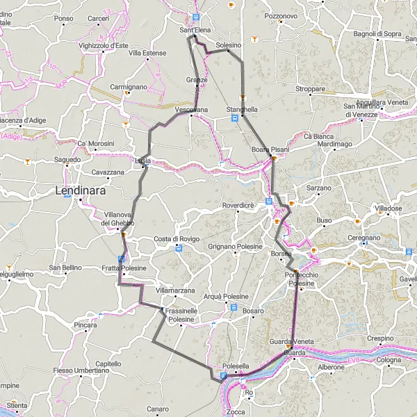 Miniatura mapy "Trasa rowerowa na zachód od Sant'Elena" - trasy rowerowej w Veneto, Italy. Wygenerowane przez planer tras rowerowych Tarmacs.app