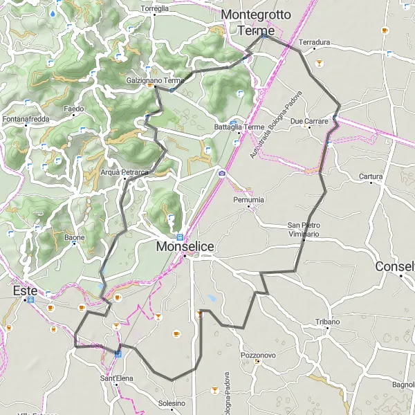 Miniatura della mappa di ispirazione al ciclismo "Giro ciclistico di Sant'Elena" nella regione di Veneto, Italy. Generata da Tarmacs.app, pianificatore di rotte ciclistiche