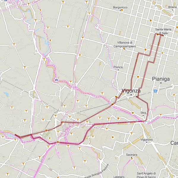 Karten-Miniaturansicht der Radinspiration "Genießen Sie die Natur auf dieser 61 km langen Schotterstrecke" in Veneto, Italy. Erstellt vom Tarmacs.app-Routenplaner für Radtouren