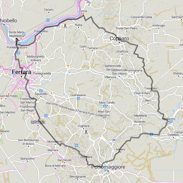 Map miniature of "Francolino Loop" cycling inspiration in Veneto, Italy. Generated by Tarmacs.app cycling route planner