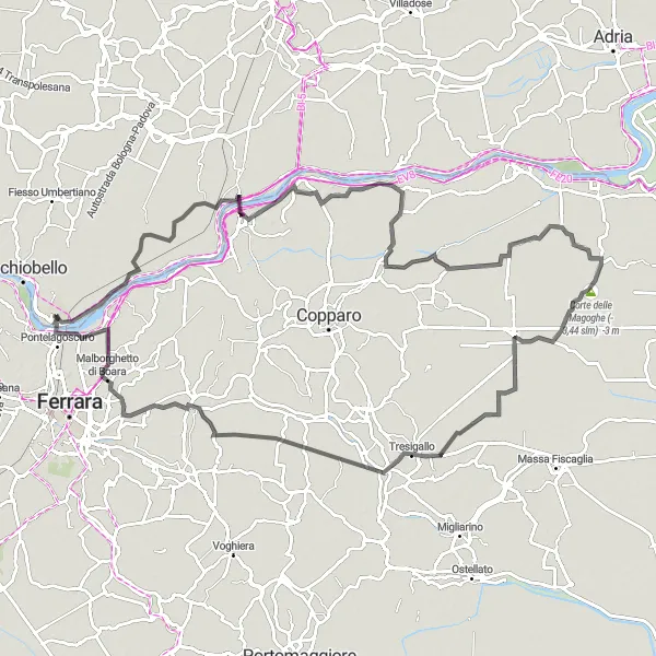 Miniatura della mappa di ispirazione al ciclismo "Giro in bicicletta da Santa Maria Maddalena" nella regione di Veneto, Italy. Generata da Tarmacs.app, pianificatore di rotte ciclistiche