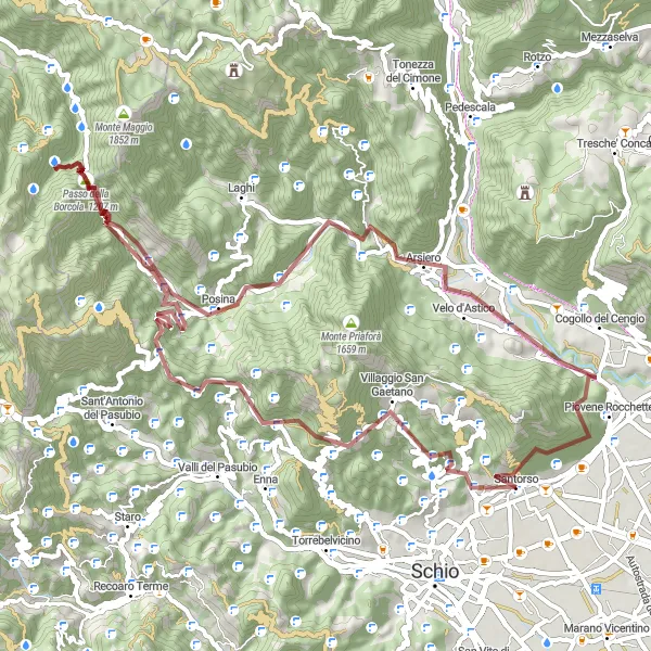 Miniatuurkaart van de fietsinspiratie "Gravelroute door de bergen van Veneto" in Veneto, Italy. Gemaakt door de Tarmacs.app fietsrouteplanner