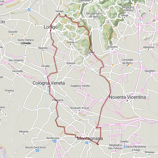 Miniatura della mappa di ispirazione al ciclismo "Giro in bicicletta Monte Cocco e dintorni" nella regione di Veneto, Italy. Generata da Tarmacs.app, pianificatore di rotte ciclistiche