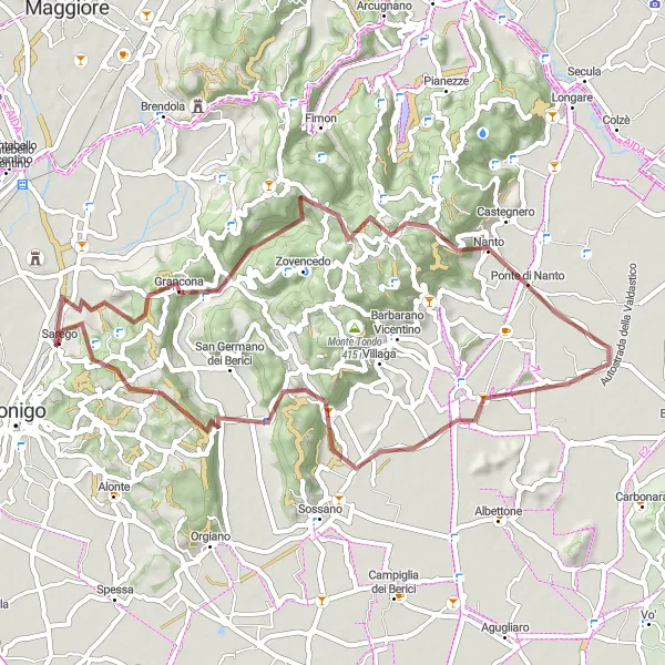 Karten-Miniaturansicht der Radinspiration "Abenteuerliche Gravel-Tour von Monte Gallo nach Sarego" in Veneto, Italy. Erstellt vom Tarmacs.app-Routenplaner für Radtouren