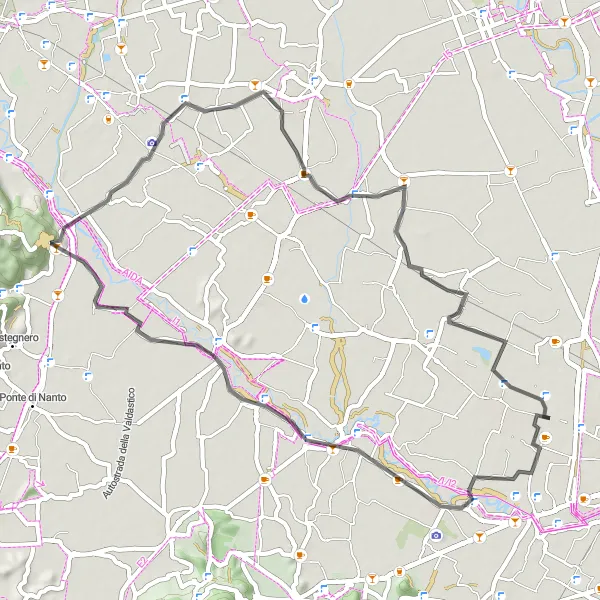 Miniatura della mappa di ispirazione al ciclismo "Giro in bicicletta da Sarmeola a Saccolongo, Villa Trento e oltre" nella regione di Veneto, Italy. Generata da Tarmacs.app, pianificatore di rotte ciclistiche