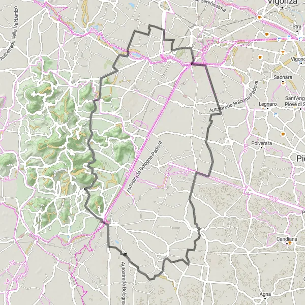 Miniaturní mapa "Okruh kolem Sacra Famiglia" inspirace pro cyklisty v oblasti Veneto, Italy. Vytvořeno pomocí plánovače tras Tarmacs.app