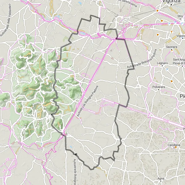 Kartminiatyr av "Sarmeola - Distinctive Veneto Road Cycling Route" sykkelinspirasjon i Veneto, Italy. Generert av Tarmacs.app sykkelrutoplanlegger