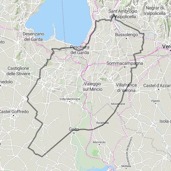 Mapa miniatúra "Road Lugagnano - Pescantina Circuit" cyklistická inšpirácia v Veneto, Italy. Vygenerované cyklistickým plánovačom trás Tarmacs.app