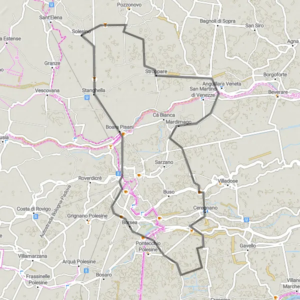 Miniatura mapy "Trasa przez Veneto" - trasy rowerowej w Veneto, Italy. Wygenerowane przez planer tras rowerowych Tarmacs.app
