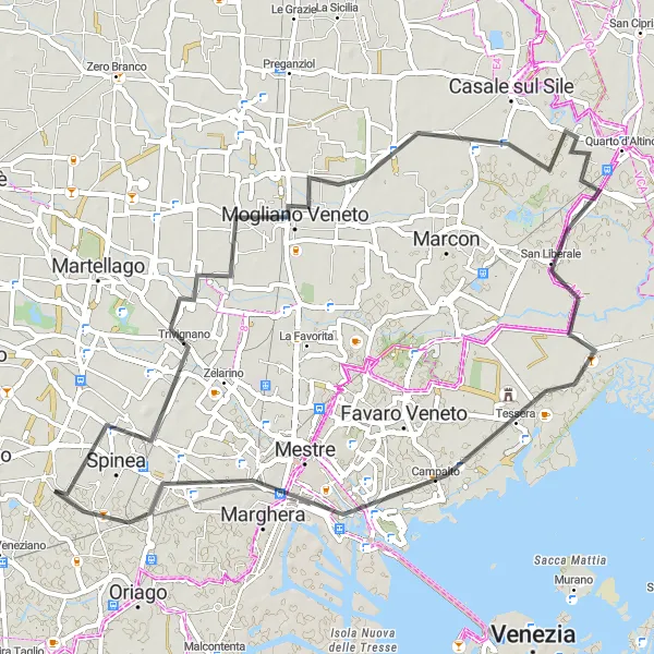 Miniatuurkaart van de fietsinspiratie "Ontdek de charme van Veneto per fiets" in Veneto, Italy. Gemaakt door de Tarmacs.app fietsrouteplanner