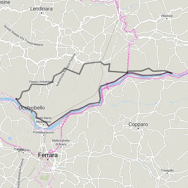 Karten-Miniaturansicht der Radinspiration "Entdeckungsreise durch die Po-Ebene" in Veneto, Italy. Erstellt vom Tarmacs.app-Routenplaner für Radtouren