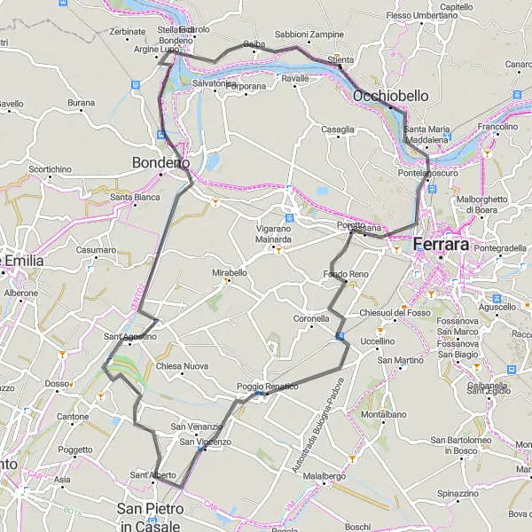 Miniaturní mapa "Okružní silniční cyklistická trasa kolem Stienty" inspirace pro cyklisty v oblasti Veneto, Italy. Vytvořeno pomocí plánovače tras Tarmacs.app