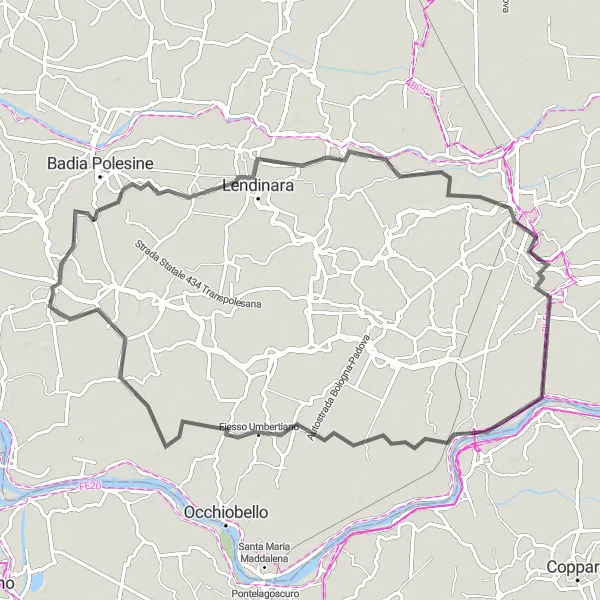 Map miniature of "Countryside Exploration" cycling inspiration in Veneto, Italy. Generated by Tarmacs.app cycling route planner