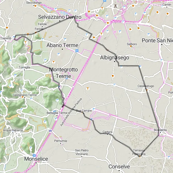 Miniaturní mapa "Výlet na Monte Rosso a Monte Ortone" inspirace pro cyklisty v oblasti Veneto, Italy. Vytvořeno pomocí plánovače tras Tarmacs.app