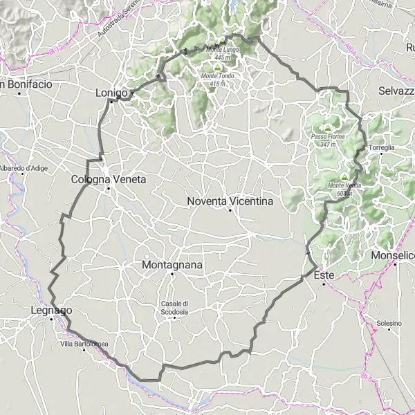 Mapa miniatúra "Cyklo výlet okolo Treponit" cyklistická inšpirácia v Veneto, Italy. Vygenerované cyklistickým plánovačom trás Tarmacs.app