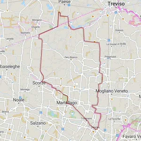 Map miniature of "Canizzano Loop" cycling inspiration in Veneto, Italy. Generated by Tarmacs.app cycling route planner