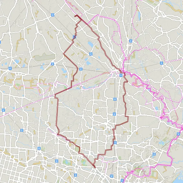 Mapa miniatúra "Gravel Tour to Fontana delle Tette and Mogliano Veneto" cyklistická inšpirácia v Veneto, Italy. Vygenerované cyklistickým plánovačom trás Tarmacs.app