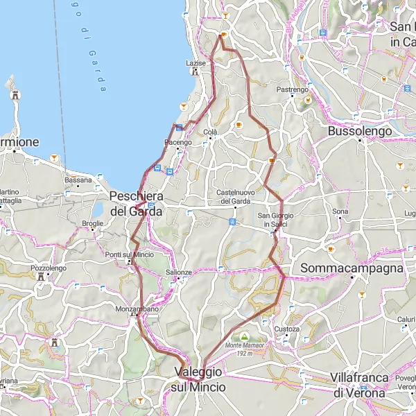 Map miniature of "Garda Lake Gravel Adventure" cycling inspiration in Veneto, Italy. Generated by Tarmacs.app cycling route planner