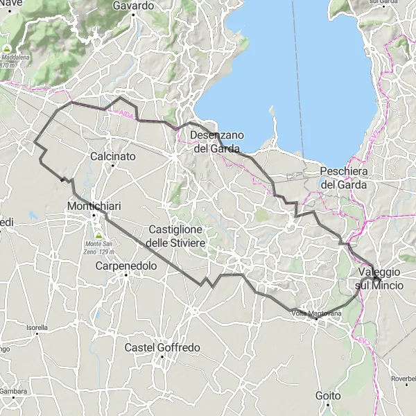 Mapa miniatúra "Cyklistická trasa cez Monte Medolano a Monte Corno" cyklistická inšpirácia v Veneto, Italy. Vygenerované cyklistickým plánovačom trás Tarmacs.app