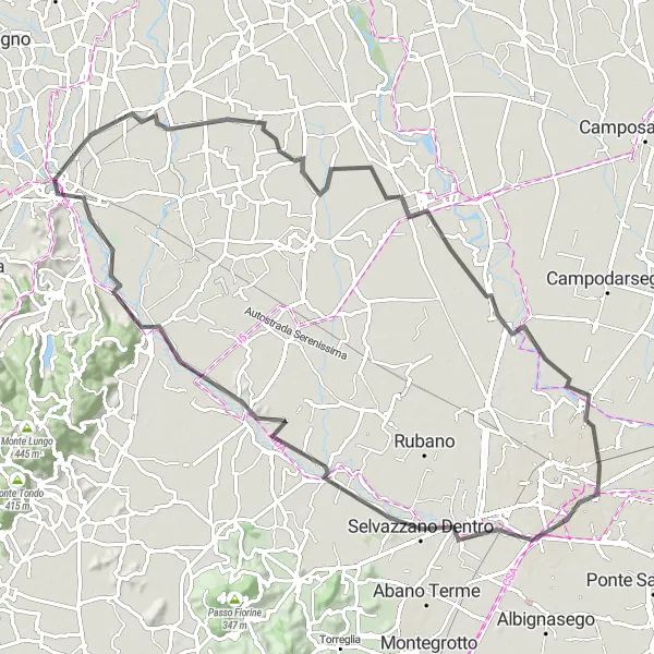 Miniaturní mapa "Cyklistická trasa kolem Vicenzy" inspirace pro cyklisty v oblasti Veneto, Italy. Vytvořeno pomocí plánovače tras Tarmacs.app