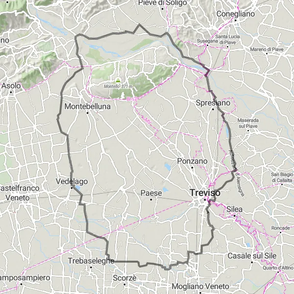 Miniatura mapy "Przejażdżka szosowa do Passo della Calchera" - trasy rowerowej w Veneto, Italy. Wygenerowane przez planer tras rowerowych Tarmacs.app