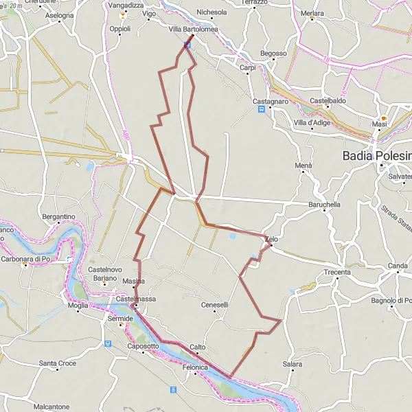 Miniaturní mapa "Gravel Bike Trasa - San Zeno in Valle" inspirace pro cyklisty v oblasti Veneto, Italy. Vytvořeno pomocí plánovače tras Tarmacs.app