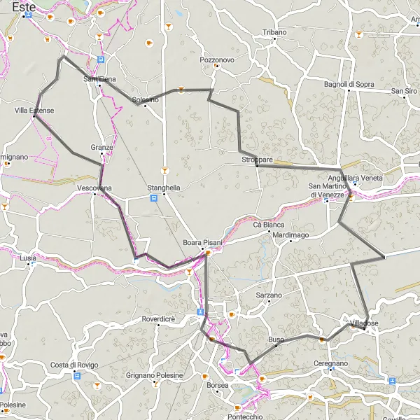 Kartminiatyr av "Opplev Rovigo-distriktet på to hjul" sykkelinspirasjon i Veneto, Italy. Generert av Tarmacs.app sykkelrutoplanlegger