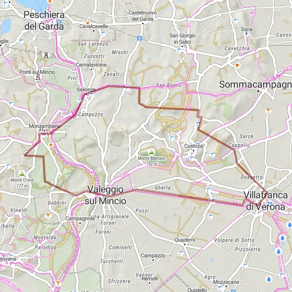 Miniatura mapy "Trasa szutrowa przez Valeggio sul Mincio" - trasy rowerowej w Veneto, Italy. Wygenerowane przez planer tras rowerowych Tarmacs.app