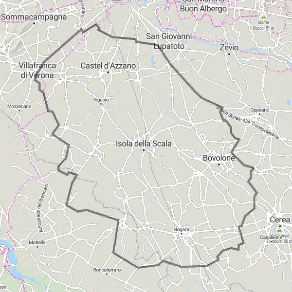 Miniatura della mappa di ispirazione al ciclismo "Tra i Castelli Scaligeri" nella regione di Veneto, Italy. Generata da Tarmacs.app, pianificatore di rotte ciclistiche