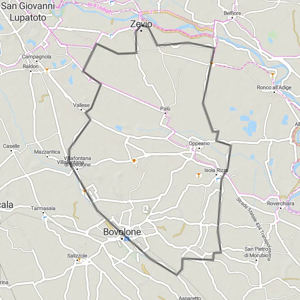 Miniatura mapy "Wyprawa rowerowa: Tajemnice okolic Zevio" - trasy rowerowej w Veneto, Italy. Wygenerowane przez planer tras rowerowych Tarmacs.app