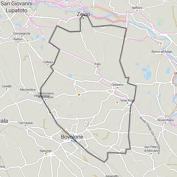 Miniaturní mapa "Cyklotrasa po silnici do okolí Zevia" inspirace pro cyklisty v oblasti Veneto, Italy. Vytvořeno pomocí plánovače tras Tarmacs.app