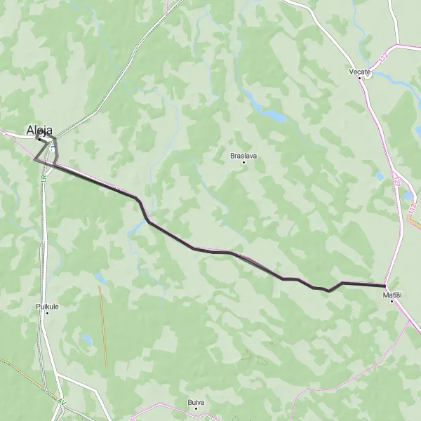 Map miniature of "Rural Delights" cycling inspiration in Latvija, Latvia. Generated by Tarmacs.app cycling route planner