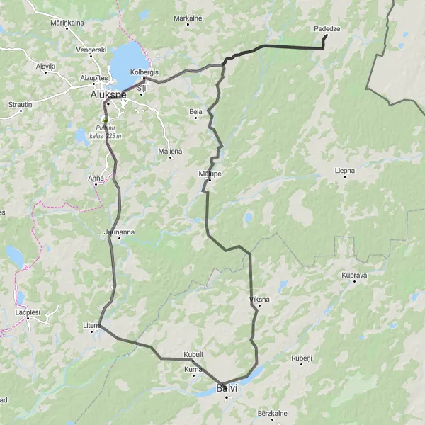 Map miniature of "Roads Less Traveled" cycling inspiration in Latvija, Latvia. Generated by Tarmacs.app cycling route planner