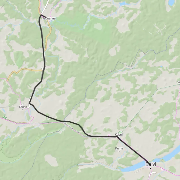 Map miniature of "Scenic Road Ride" cycling inspiration in Latvija, Latvia. Generated by Tarmacs.app cycling route planner