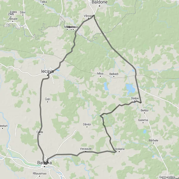 Map miniature of "Valley Explorer" cycling inspiration in Latvija, Latvia. Generated by Tarmacs.app cycling route planner