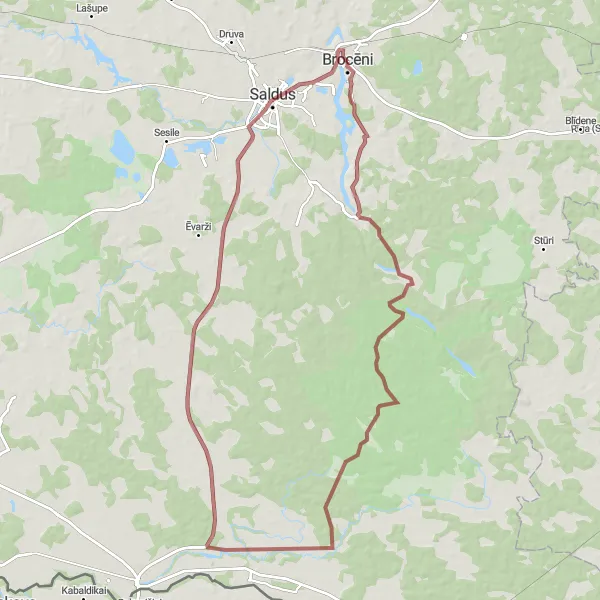 Map miniature of "Latvian Gravel Paradise" cycling inspiration in Latvija, Latvia. Generated by Tarmacs.app cycling route planner