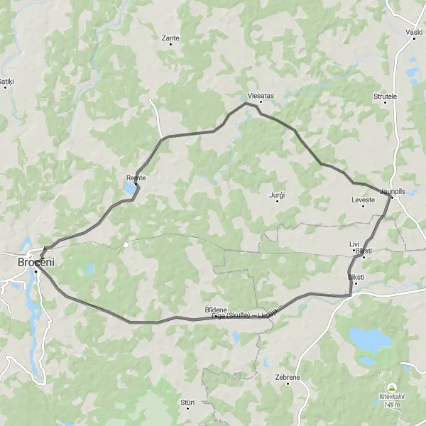 Map miniature of "Brocēni Circuit" cycling inspiration in Latvija, Latvia. Generated by Tarmacs.app cycling route planner