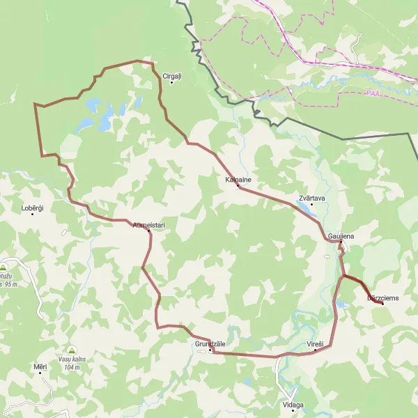 Map miniature of "Off the Beaten Path Gravel Adventure" cycling inspiration in Latvija, Latvia. Generated by Tarmacs.app cycling route planner