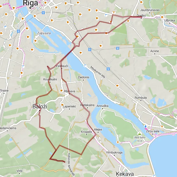 Map miniature of "Gravel Adventure Loop" cycling inspiration in Latvija, Latvia. Generated by Tarmacs.app cycling route planner