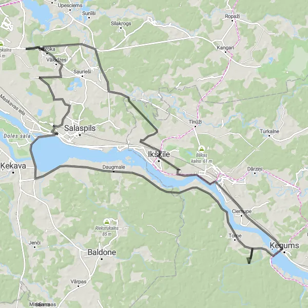 Map miniature of "Historical Road Expedition" cycling inspiration in Latvija, Latvia. Generated by Tarmacs.app cycling route planner