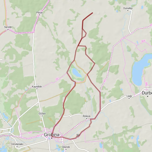 Map miniature of "Gravel Through Tāši and Rolava" cycling inspiration in Latvija, Latvia. Generated by Tarmacs.app cycling route planner